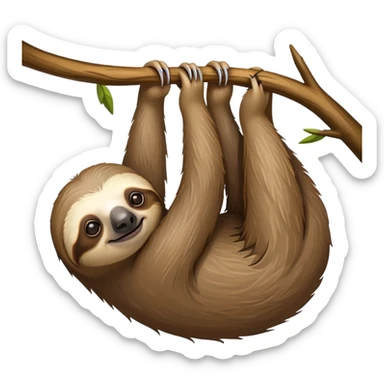 Sloth hanging from a branch sticker