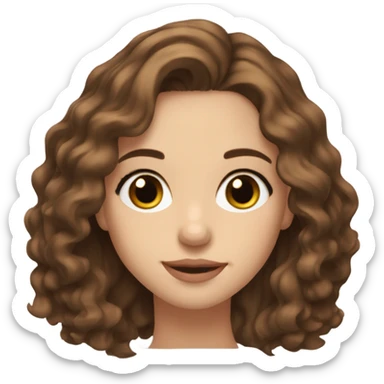 beautiful girl, fair skin, brown eyes, shoulder length medium brown wavy hair, small rosy lips sticker