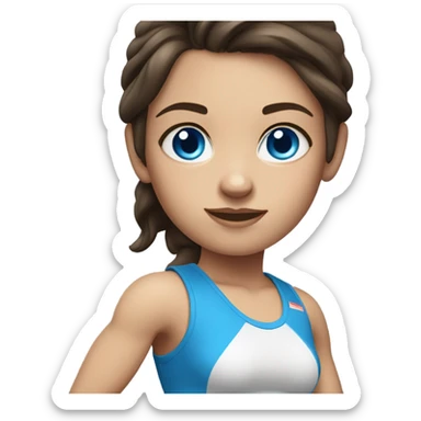 Realistic brunette girl with bright blue eyes wearing gym clothes  sticker