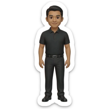 Filipino man black polo shirt and black pants and shoes event marshal sticker