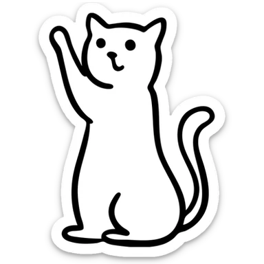 Curious cat looking up with one paw raised sticker