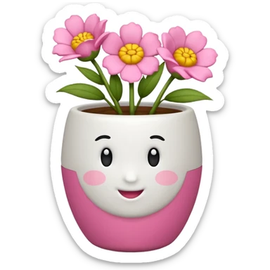 vaso branco com laço rosa sem flores sticker