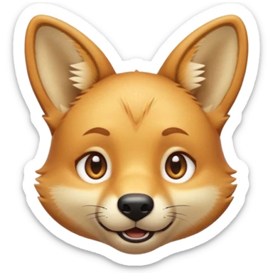 cinematic-cute-dingo-portrait-emoji,-head-tilted-playfully-and-inquisitively,-featuring-a-glossy-sandy-fur-with-naturally-perky-ears-and-round,-sparkling-amber-eyes-filled-with-curious-mischief,-simplified-yet-irresistibly-adorable-features sticker