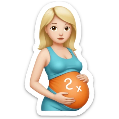 chemical molecule symbol next to a pregnant belly  sticker