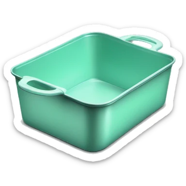 Realistic empty metallic mint green baking pan with handles sticker