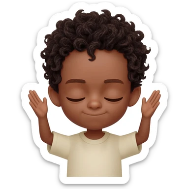 amen praying hands eyes closed black boy curly hair sticker