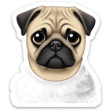 Pug in Christmas sweater  sticker
