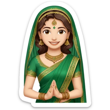 bride in mehendi Ceremony in green saree standing sticker
