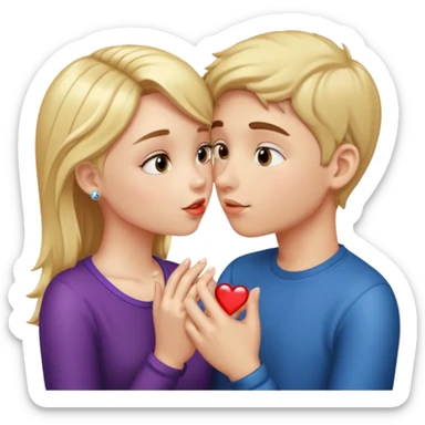 A boy and a girl kissing and the girl has a shiny ring on sticker