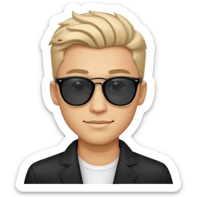 sigma boy, confident young man with sharp jawline, stylish hair, sunglasses, smirking sticker