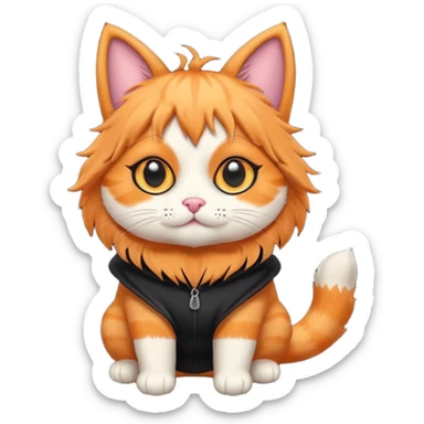 an orange cat that has a black dog costume on sticker