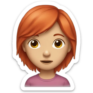 a girl with red hair and crying sticker