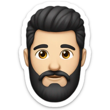 French man with a black top knot and black beard sticker