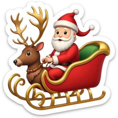 Santas sleigh with Santa in it and deer leading it  sticker