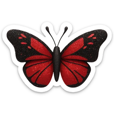 red and black glitter butterfly sticker