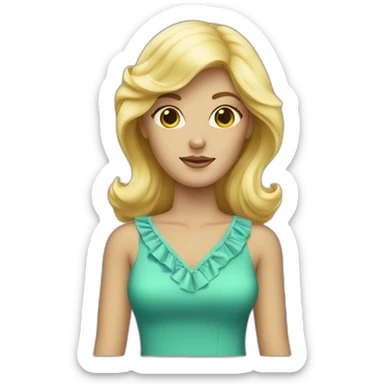 Blonde woman wirh seventies dress sticker