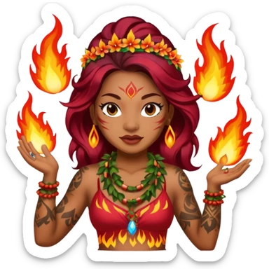 hawaiian female fire dancer with tattoos sticker