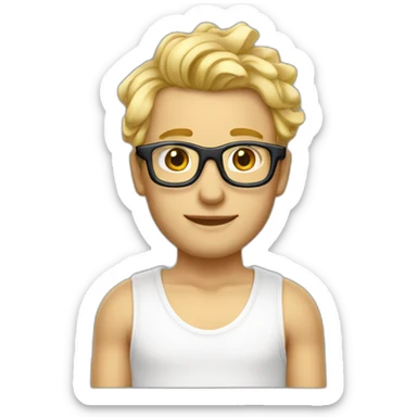 Joli homme blond aux cheveux court et boucles et des lunettes sticker