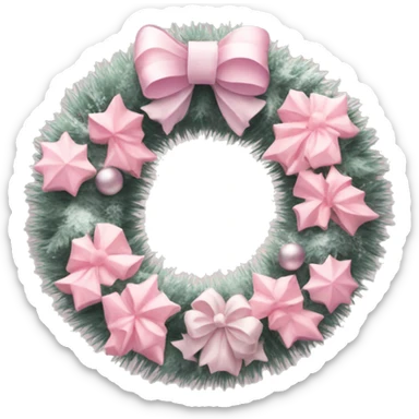 Pastel pink Christmas wreath sticker
