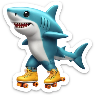 shark with roller skates in a 80’s disco outfit sticker