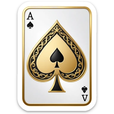 ace of spades playing card symbol, classic emoji style, with a gold border sticker