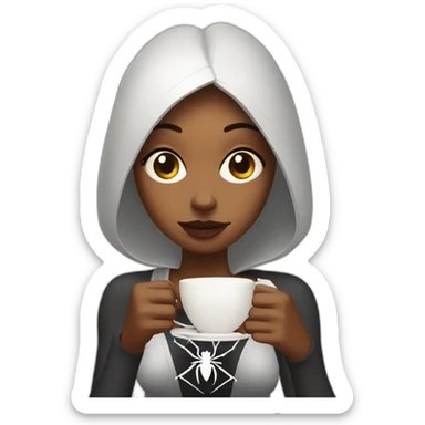 spider girl drinking tea sticker