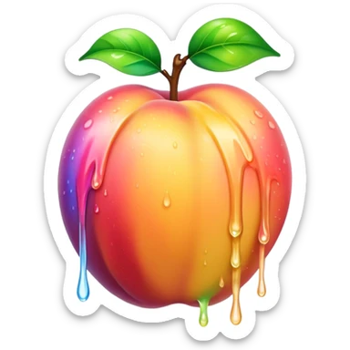 Wet rainbow dripping peach sticker