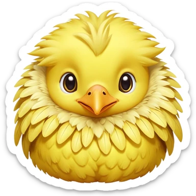 Baby chocobo from Final Fantasy, cute tiny yellow bird chick with fluffy feathers sticker