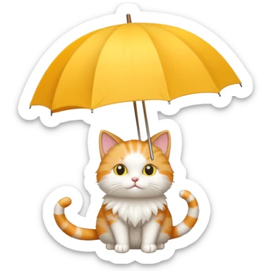 Cat with yellow umbrella sticker