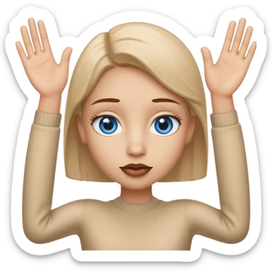 beige rectangle with rough arms and legs and very realistic blue eyes and brown lips. sticker