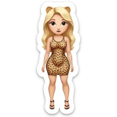 Curvy blonde long hair sfw cheetah print short dress  sticker