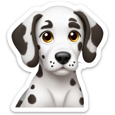 Puppy dalmation dog brown eyes without eyebrows white outline side view sticker
