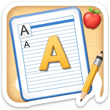 exam paper with “ABC” letters and a pencil sticker