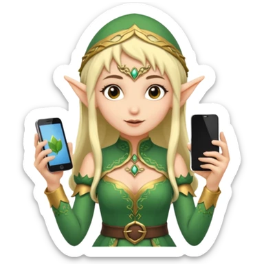 elf with persion crawl custome dress and smartphone sticker