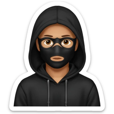 Mysterious man black hoodie black mask sticker