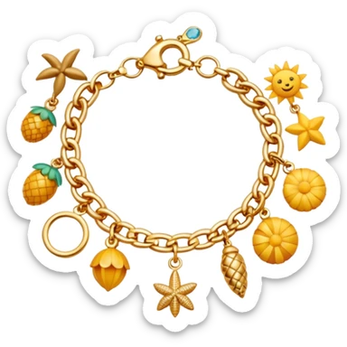 a golden bracelet with summer charms sticker