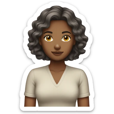 Wavy hair girl with slight tan skin sticker