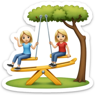2 people on a seesaw sticker