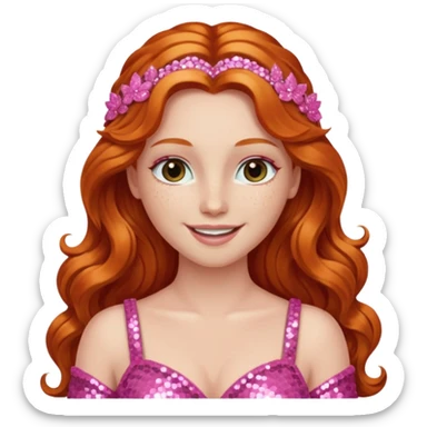Venus, Goddess of Love from Gods and Goddesses with long ginger hair, pink sequin outfit sticker