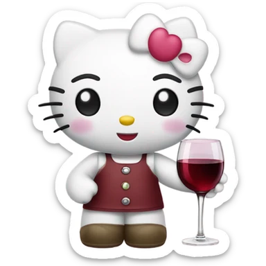 Hello Kitty drinking red wine sticker