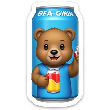 an energy drink with picture bear on it sticker
