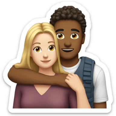 young brown Man and young white woman cuddle sticker