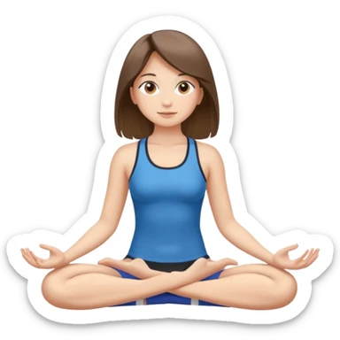 This same girl is sitting in a lotus position, with valley-length hair, wearing sportswear, with fair skin, brown eyes, and normal body proportions. sticker