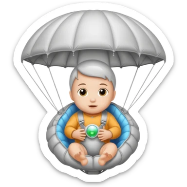 Skydiving baby with parachute and UFO sticker