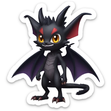  Kawaii Edgy Cool Vampiric Beautiful Noivern-Nargacuga-Litten with big Bat Ears full body sticker