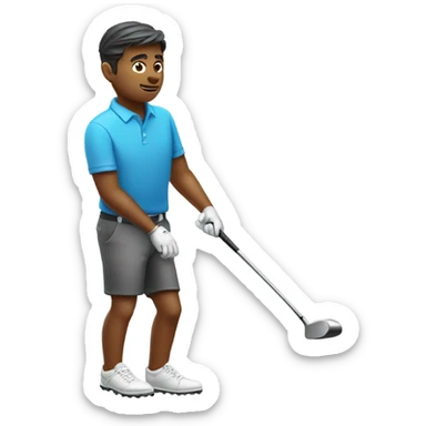 A little man swinging a large golf club sticker