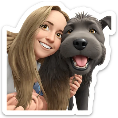 smiling girl with animal companion sticker