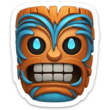 Tiki with colors blue and orange-tornado-fun-love-surf sticker