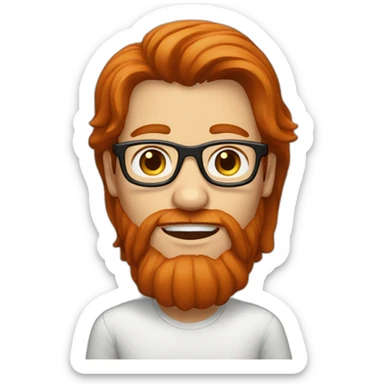 redhead man with long hair and glasses, without beard sticker
