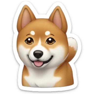 Cute Shiba-dog with a middle age woman with brown and curly hair sticker